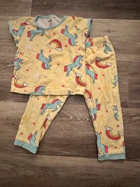Kids Unicorn Rainbow Pajama Set - Yellow